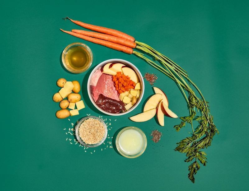 Whole food ingredients in the Barney and Boots Beef Blend