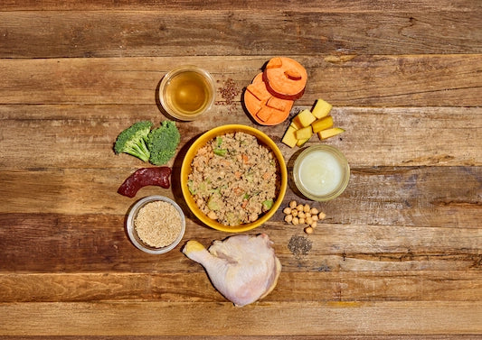 Whole food ingredients in the Barney and Boots Chicken Blend